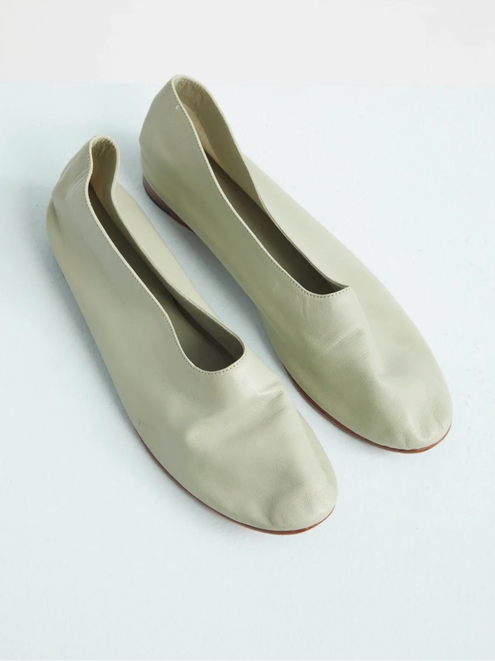 Martiniano brand Leather Ballet Flats in Sage